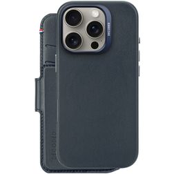 Decoded Detachable Wallet iPhone 16 Pro MagSafe Fodral Äkta läder 2-i-1-plånboksfodral med löstagbart skal med sedelfack - Marinblå