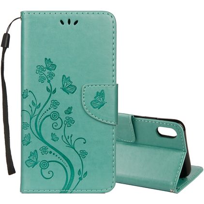 Mobigear Flowers iPhone XR Wallet case - Turquoise