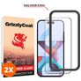 GrizzlyCoat Easy Fit iPhone 15 Pro Panssarilasi Näytönsuoja - Suojakuoren kanssa yhteensopiva + Asennuskehys - Musta (2 kpl)
