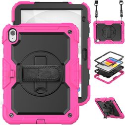 Mobigear SureGrip Xtreme iPad 11 (2025) Plastica rigida / Silicone Back cover + Tracolla + Supporto - Nero / Rosa