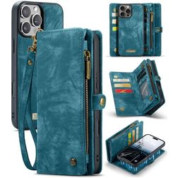 CaseMe 008 iPhone 16 Pro Funda tipo libro 2 en 1 con carcasa extraíble Cartera - Azul