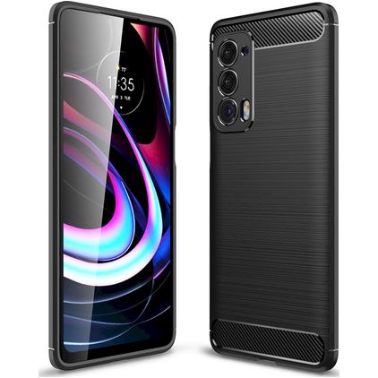 Mobigear Brushed Slim Motorola Edge (2021) Joustava TPU Suojakuori - Musta