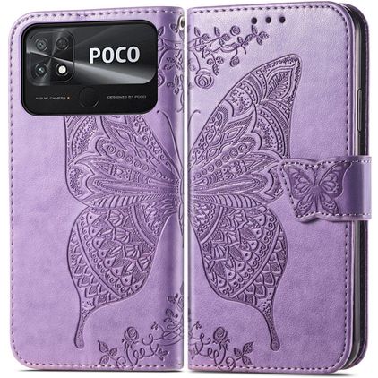 Mobigear Butterfly POCO C40 Wallet case - Purple