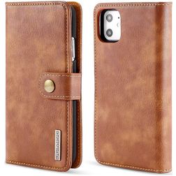 Mobigear Snap Button iPhone 11 Capa livro 2 em 1 com capa traseira amovível Carteira - Castanho