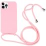 Mobigear Lanyard iPhone 16 Pro Silikon Kryt se šňůrkou - Růžová