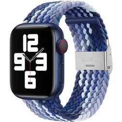 Mobigear Braided Correa Nylon Cierre de clip para Apple Watch - 49/46/45/44 mm - Blanco / Azul