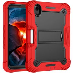 Mobigear ShieldStand iPad Mini 6 (2021) Plastica rigida / Silicone Back cover + Portapenna + Supporto - Nero / Rosso