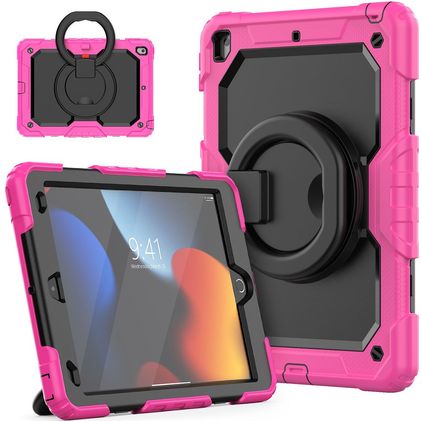 Mobigear RingGuard iPad 9 (2021) Etui Tworzywo sztuczne / Silikon Etui plecki + Podstawka - Magenta