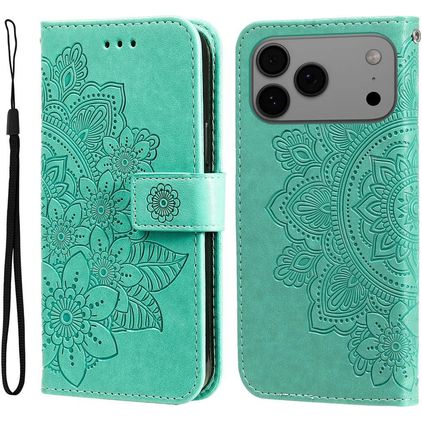 Mobigear Flowers iPhone 18 Pro Max Funda tipo libro Cartera - Verde