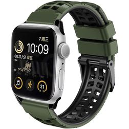 Mobigear Aero Armor Bracelete Silicone Fivela para Apple Watch - 49/46/45/44 mm - Verde militar
