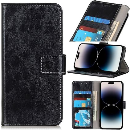 Mobigear Basic iPhone 14 Pro Max Cover a libro portafoglio - Nero