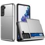 Mobigear Card Samsung Galaxy S21 Hårdt Bagsidecover Stødsikkert med kortholder - Sølv