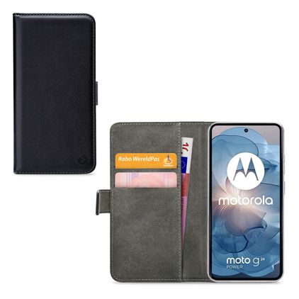 Mobilize Classic Gelly Wallet Motorola Moto G24 Lompakkokotelo + Setelitasku - Musta