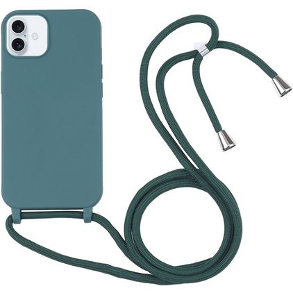Mobigear Lanyard iPhone 16 Plus Silicone Case with lanyard - Green