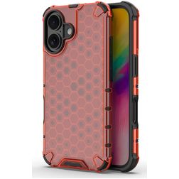 Mobigear Honeycomb iPhone 16 Funda Plástico rígido Carcasa Antigolpes - Rojo