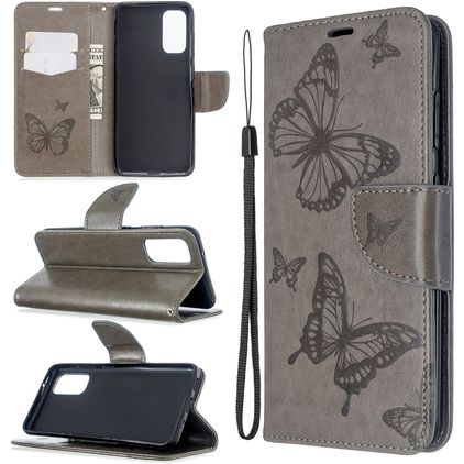 Mobigear Butterfly Samsung Galaxy S20 Lompakkokotelo + Setelitasku - Harmaa