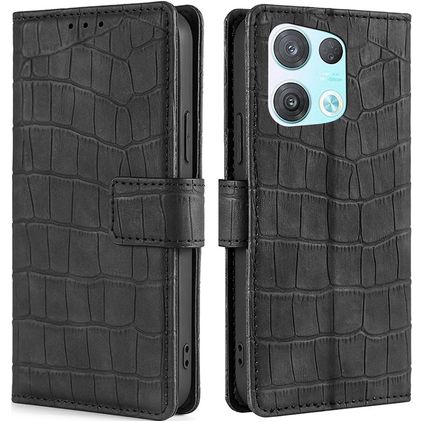 Mobigear Croco OPPO Reno 8 Pro 5G Capa livro Carteira - Preto