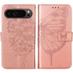 Mobigear Butterfly Google Pixel 9 Pro Etui z klapką typu portfel - Różowe złoto