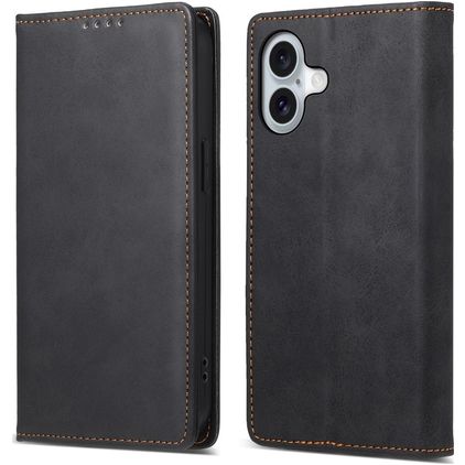 Mobigear Wallet iPhone 16 Knížkové pouzdro Peněženka - Černá