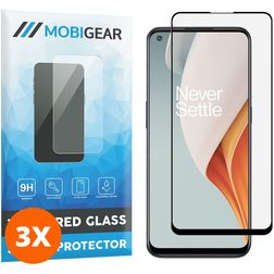 Mobigear Premium OnePlus Nord N100 Vidro temperado Película de ecrã - Compatível com capas - Preto (Pack de 3)
