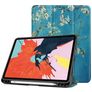 Mobigear Tri-Fold Gel iPad Air 4 (2020) TPU / Umělá kůže Knížkové pouzdro + Držák na stylus - Almond Blossoms