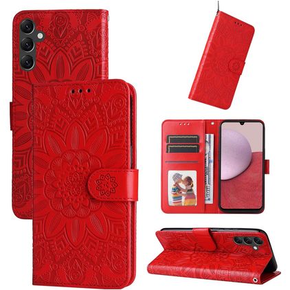 Mobigear Sunflower Samsung Galaxy A14 Funda tipo libro Cartera - Rojo