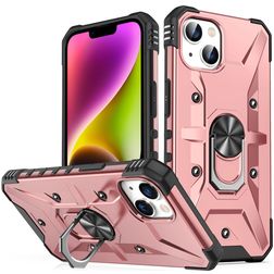 Mobigear Armor Ring iPhone 14 Hårdt Bagsidecover Stødsikkert med ringholder - Rosaguld