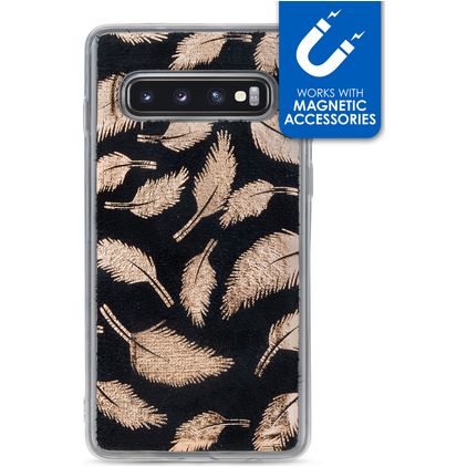My Style Magneta Samsung Galaxy S10 Flexible TPU Back cover - Golden Feathers