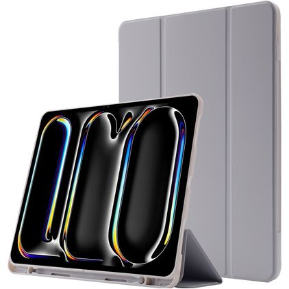 Mobigear Tri-Fold Gel iPad Pro 13 polegadas (2025) TPU / Pele sintética Capa livro + Suporte para caneta stylus - Cinzento