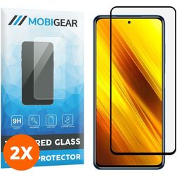 Mobigear Premium POCO X3 Tempered Glass Screen Protector - Case Friendly - Black (2-Pack)