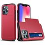 Mobigear Card iPhone 13 Pro Max Funda Plástico rígido Carcasa Antigolpes con tarjetero - Rojo