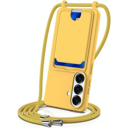 Mobigear Lanyard Card Samsung Galaxy S26 Silicone Case with lanyard and Card Holder - Yellow
