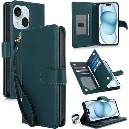 Mobigear Wallet iPhone 15 Plus Funda tipo libro Cartera - Verde