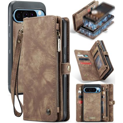 CaseMe 008 Google Pixel 9 Pro XL Cover a libro 2 in 1 con guscio estraibile a portafoglio - Marrone