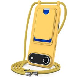 Mobigear Lanyard Card iPhone Air Silicone Capa com cordão e porta-cartões - Amarelo
