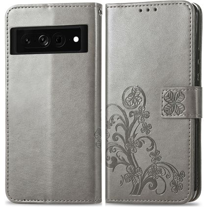Mobigear Clover Google Pixel 7 Capa livro Carteira - Cinzento