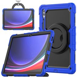 Mobigear RingGuard Samsung Galaxy Tab S10 Ultra Plastica rigida / Silicone Back cover + Portapenna + Tracolla + Supporto - Blu