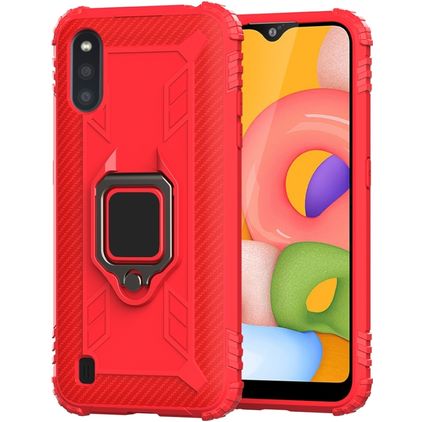 Mobigear Armor Ring Samsung Galaxy A01 TPU flessibile Back cover Antiurto con anello - Rosso