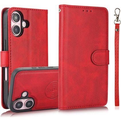 Mobigear Wallet iPhone 16 Plus 2-in-1-lompakkokotelo irrotettavalla kuorella + Setelitasku - Punainen