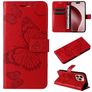 Mobigear Butterfly iPhone 16 Pro Plånboksfodral med sedelfack - Röd