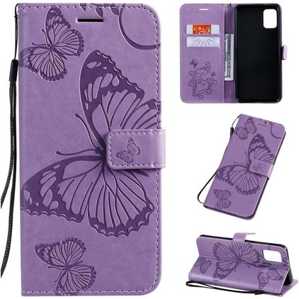Mobigear Butterfly Samsung Galaxy A51 Funda tipo libro Cartera - Morado