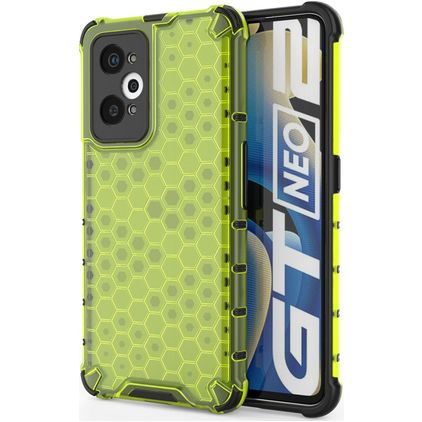 Mobigear Honeycomb Realme GT Neo 3T Fodral Hårdplast Skal Stötsäkert - Grön