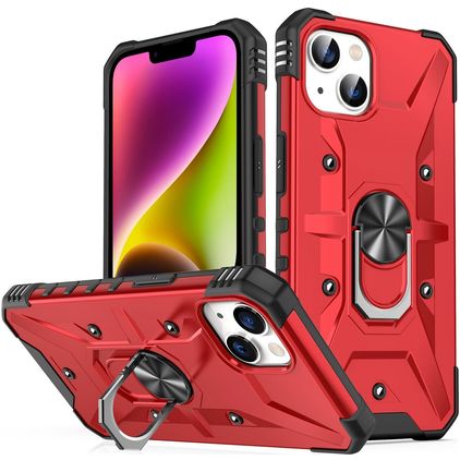 Mobigear Armor Ring iPhone 14 Plus Hardcase Back cover Antiurto con anello - Rosso