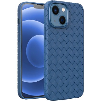 Mobigear Woven iPhone 14 Plus Fleksibel TPU Bagsidecover - Mørkeblå