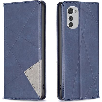 Mobigear Rhombus Slim Motorola Moto E32s Cover a libro - Blu