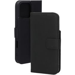 Mobiparts Wallet iPhone 16 Pro Max MagSafe Äkta läder Plånboksfodral med sedelfack - Svart
