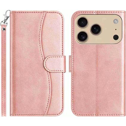 Mobigear S Line iPhone 17 Pro Max Funda tipo libro Cartera - Oro rosa