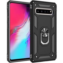 Mobigear Armor Ring Samsung Galaxy S10 5G Kova Suojakuori Iskunkestävä + Sormuspidike - Musta