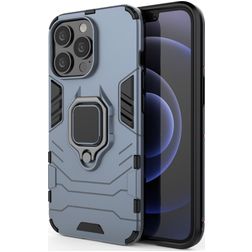 Mobigear Armor Ring iPhone 13 Pro Hårdt Bagsidecover Stødsikkert med ringholder - Blå