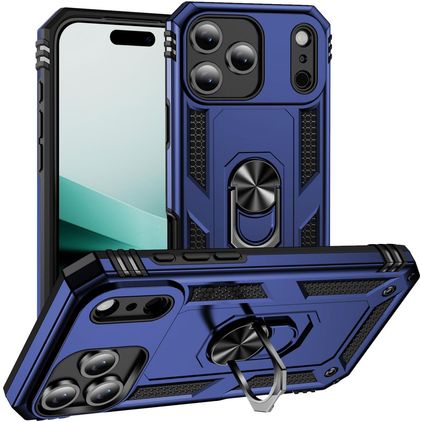 Mobigear Armor Ring iPhone 18 Pro Funda Plástico rígido Carcasa Antigolpes con anillo - Azul